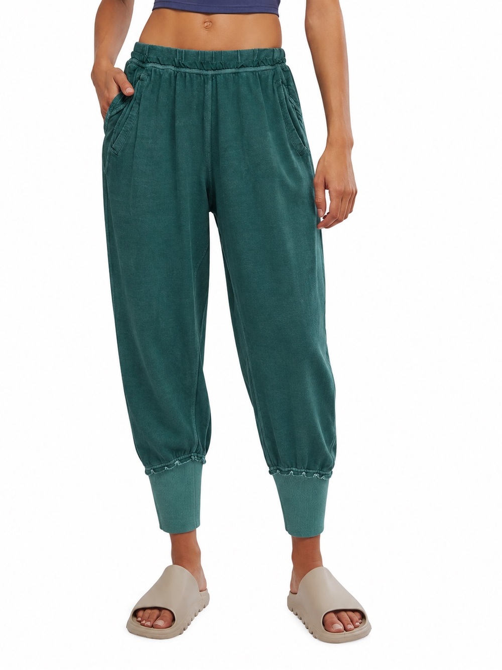 Free People Movement Teal Green Cuffed Jogger Pants Size XS